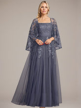 A-line Square Floor-Length Tulle Lace Sequin Mother of the Bride Dress